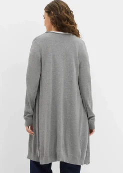 Longstrickjacke mit Rollkanten