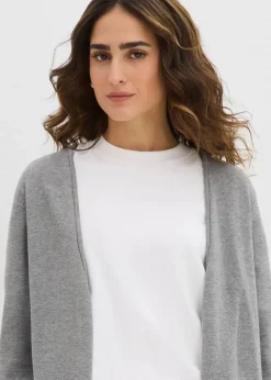 Longstrickjacke mit Rollkanten