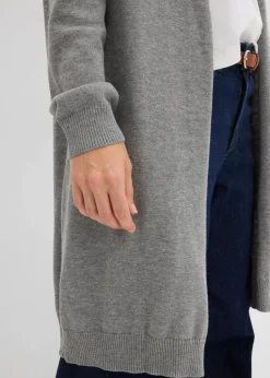 Longstrickjacke mit Rollkanten