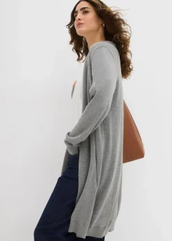 Longstrickjacke mit Rollkanten