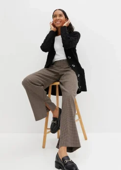 Longstrickjacke mit Schalkragen und Zopfmuster