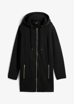 Long-Sweatjacke mit Reißverschlusstaschen