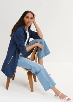 Long-Sweatjacke mit Reißverschlusstaschen