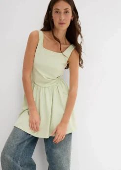 Long-Top aus elastischem Baumwoll-Mix