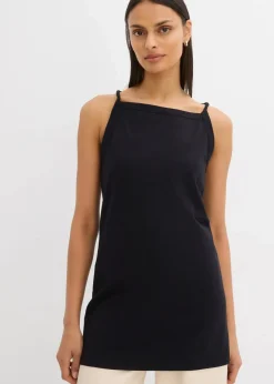 Long-Top aus elastischem Baumwoll-Mix