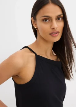 Long-Top aus elastischem Baumwoll-Mix