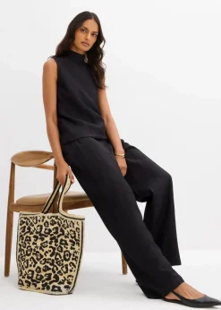 Long-Top aus strukturiertem Viskose-Mix