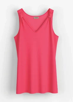 Long-Top aus Viskose-Leinen-Mix