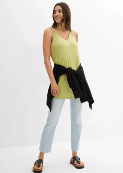 Long-Top aus Viskose-Leinen-Mix