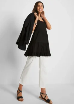 Long-Top mit Volants und breiten Trägern