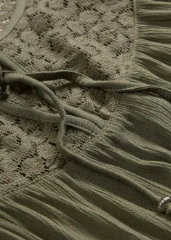 Long-Tunika aus Crinkle, halbarm