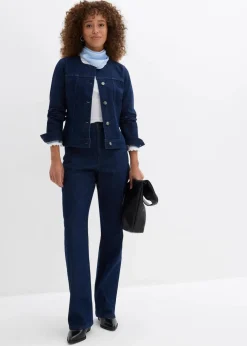 Loose Straight-Jeans High Waist, Bequembund mit Strass