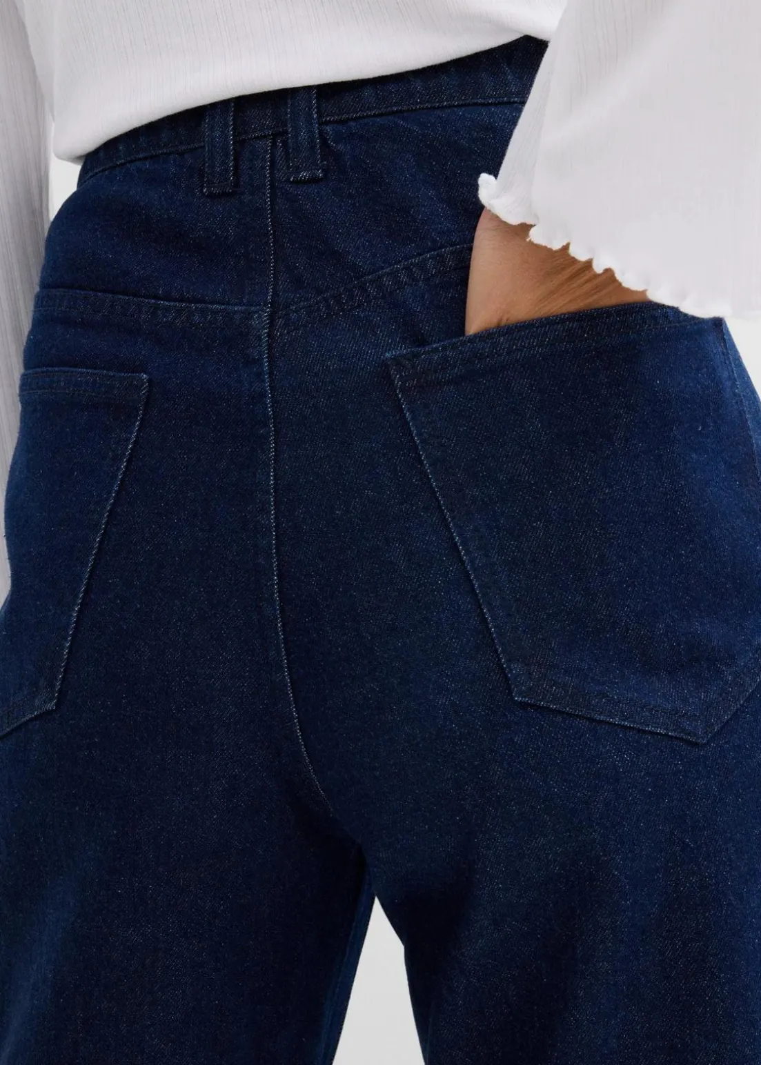 Loose Straight-Jeans High Waist, Bequembund mit Strass