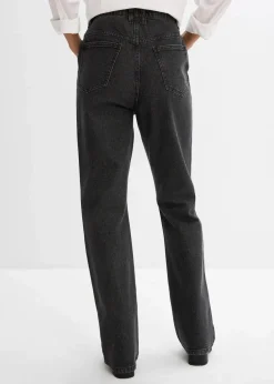 Loose Straight-Jeans High Waist, Bequembund mit Strass