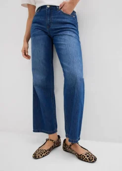 Loose Straight-Jeans Mid Waist, cropped