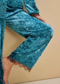 Loungewear Hausanzug aus schimmerndem Samt