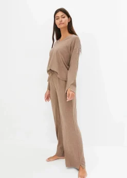 Loungewear Hausanzug mit weitem Bein aus weicher Rippe