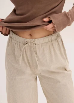 Loungewear Rippshirt mit gewebter Hose