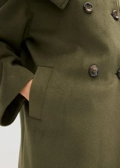 Mantel in Wolloptik mit weitem Kragen