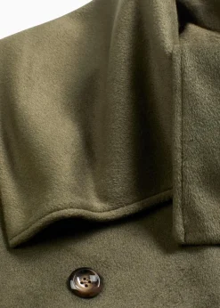 Mantel in Wolloptik mit weitem Kragen