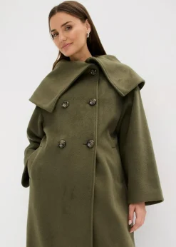 Mantel in Wolloptik mit weitem Kragen