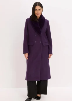 Mantel mit abknöpfbaren Fellimitatkragen