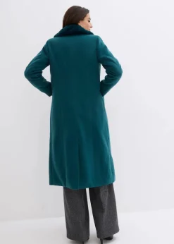 Mantel mit abknöpfbaren Fellimitatkragen