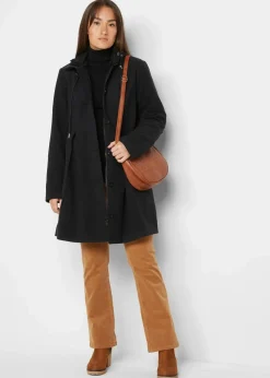 Mantel mit Kapuze und Bundfalten, A-Linie