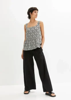 Marlenehose aus luftigem Leinen-Mix