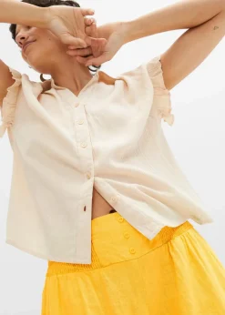 Marlenehose aus luftigem Leinen-Mix