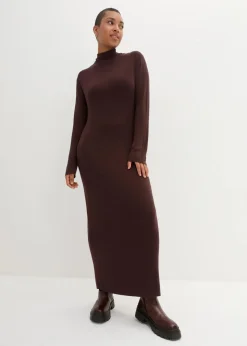 Maxi-Feinstrickkleid aus fließendem Viskose-Mix