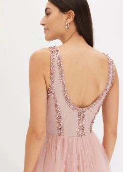 Maxikleid aus feinem Tüll mit Paillettenstickerei
