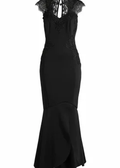 Maxikleid aus fester Scuba-Qualität mit Spitze