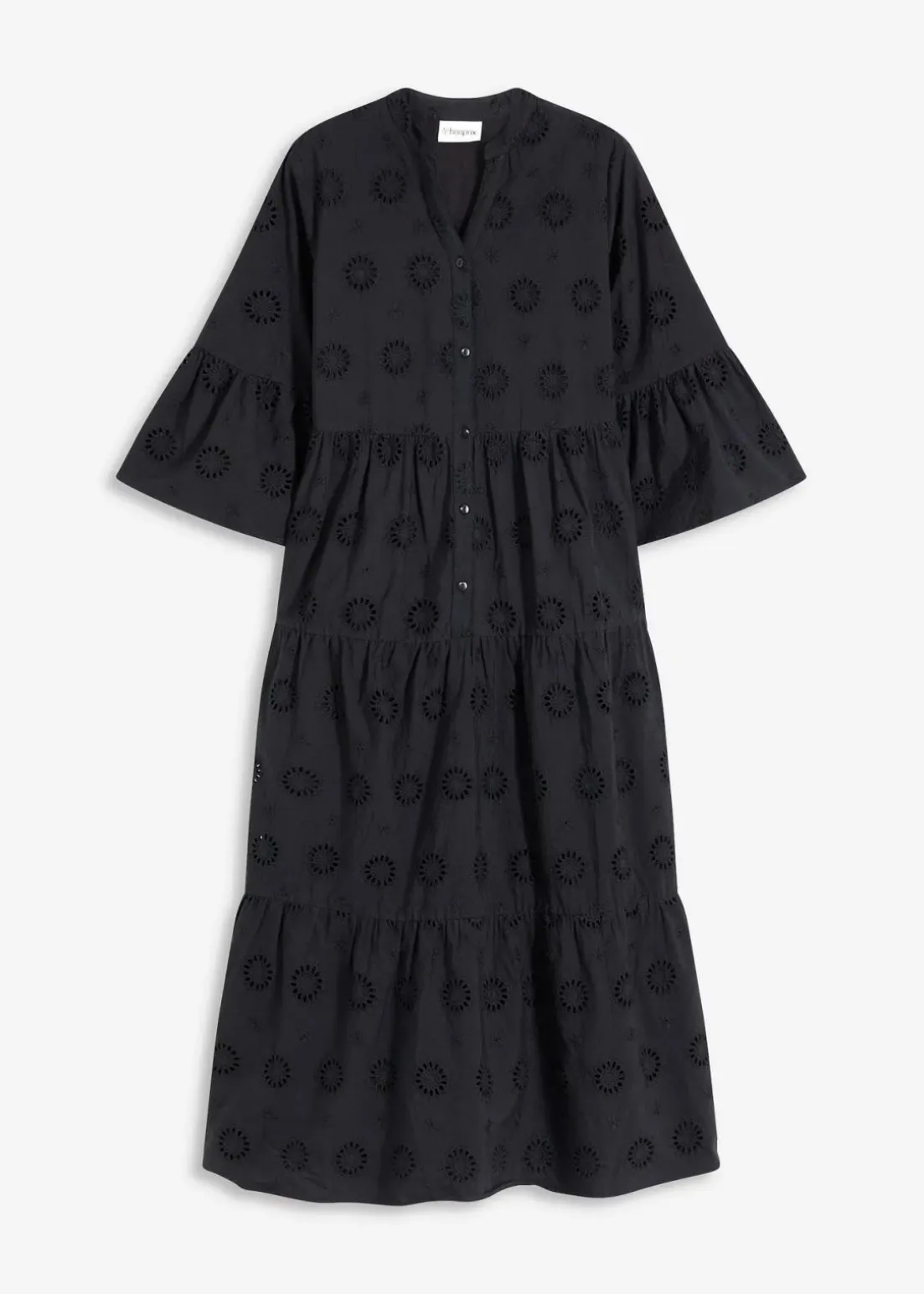 Maxikleid aus reiner Baumwolle mit Lochstickerei