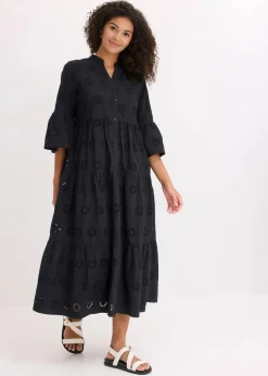 Maxikleid aus reiner Baumwolle mit Lochstickerei