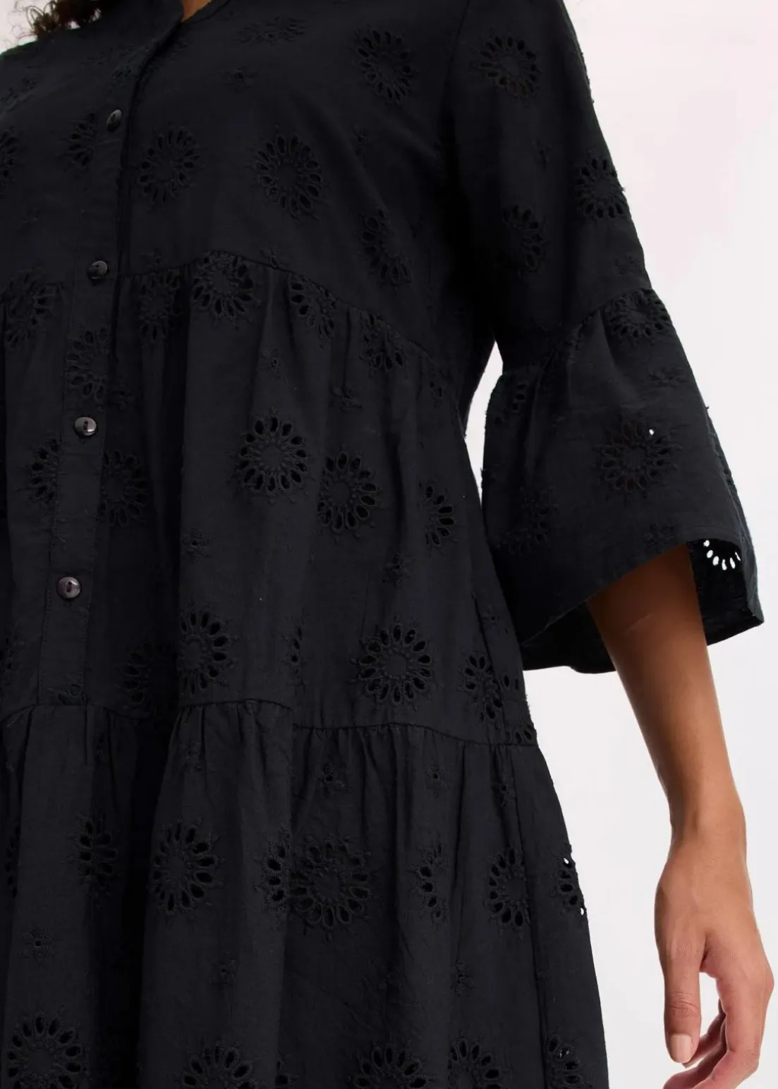 Maxikleid aus reiner Baumwolle mit Lochstickerei