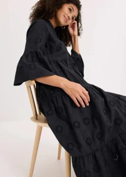 Maxikleid aus reiner Baumwolle mit Lochstickerei