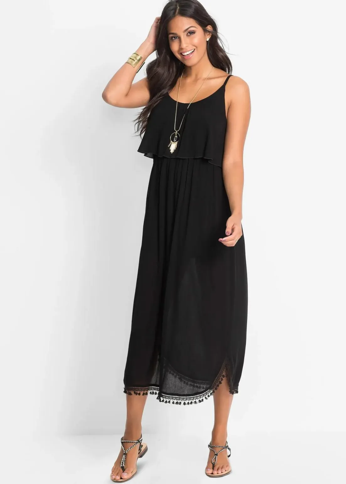 Maxikleid aus strukturierter Viskose