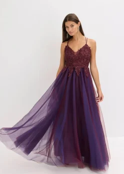 Maxikleid aus zartem Tüll mit Spitze