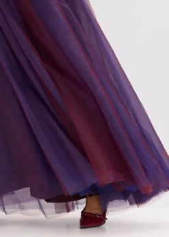 Maxikleid aus zartem Tüll mit Spitze