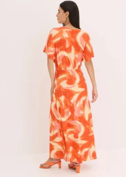 Maxikleid mit Batik-Print aus softem Viskose-Mix