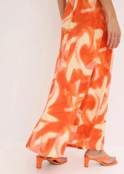 Maxikleid mit Batik-Print aus softem Viskose-Mix