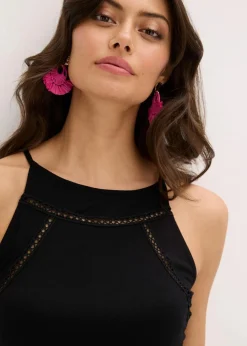 Maxikleid mit Crochet-Einsätzen