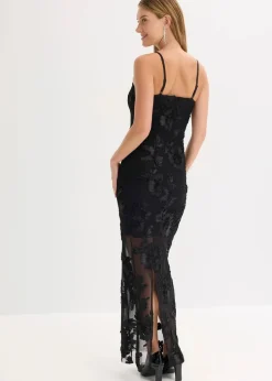 Maxikleid mit floraler Stickerei