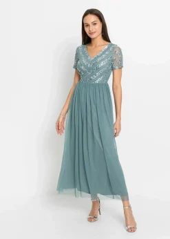 Maxikleid mit Paillettenstickerei