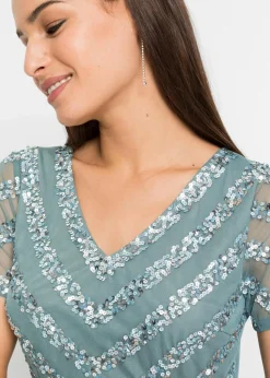 Maxikleid mit Paillettenstickerei