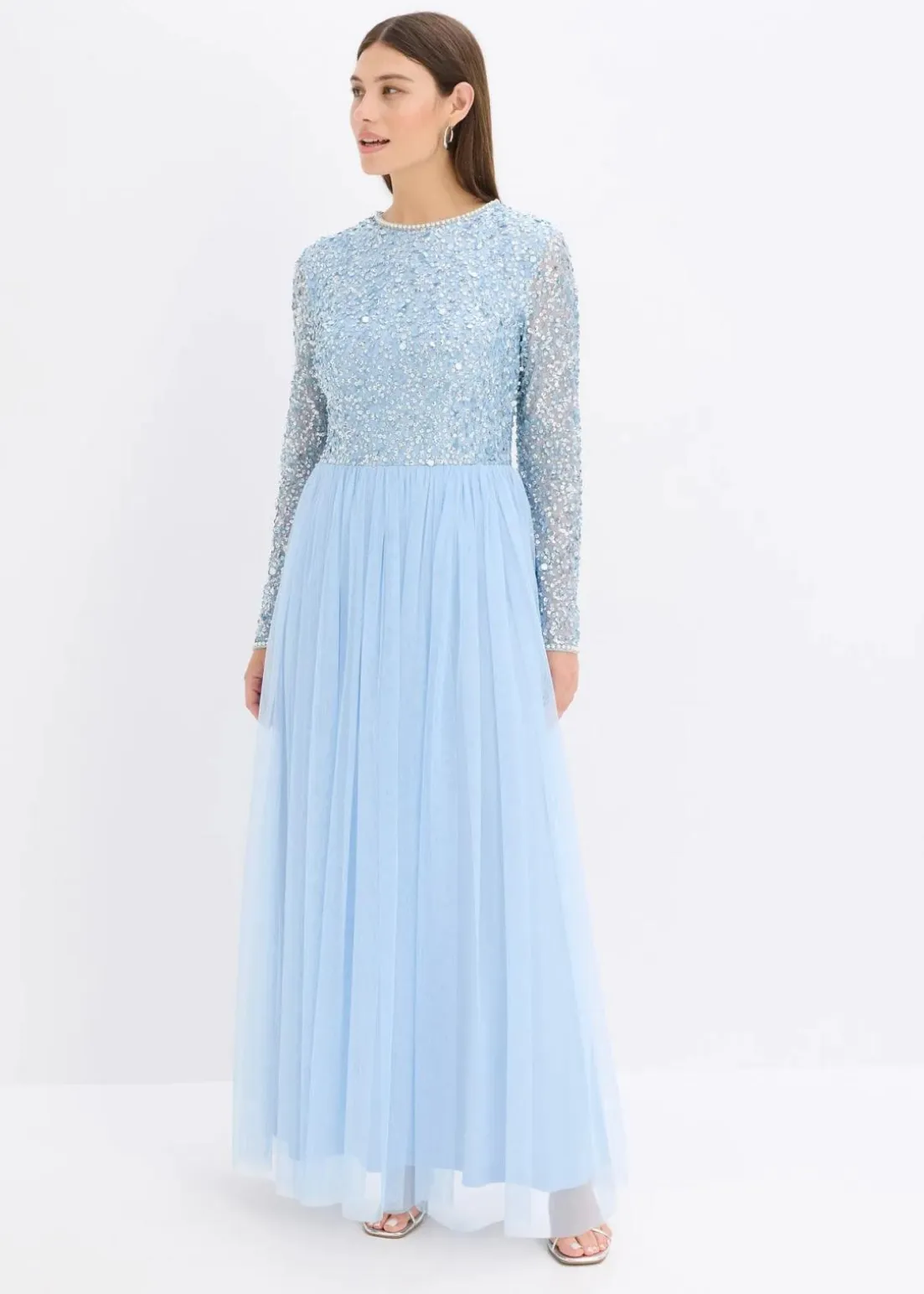 Maxikleid mit Paillettenstickerei