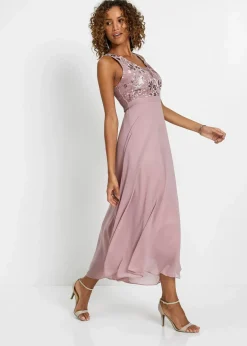 Maxikleid mit Paillettenstickerei