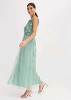 Maxikleid mit Paillettenstickerei