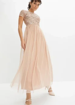Maxikleid mit Paillettenstickerei
